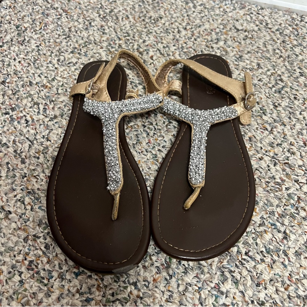 Candies size 9 “diamond” crusted strap flat sandals